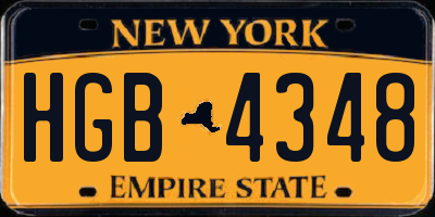 NY license plate HGB4348