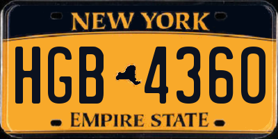 NY license plate HGB4360
