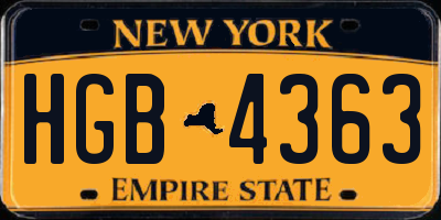 NY license plate HGB4363