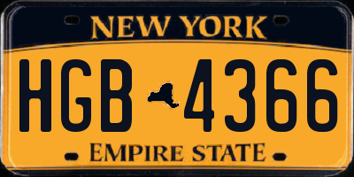 NY license plate HGB4366