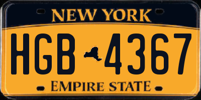 NY license plate HGB4367