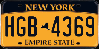 NY license plate HGB4369