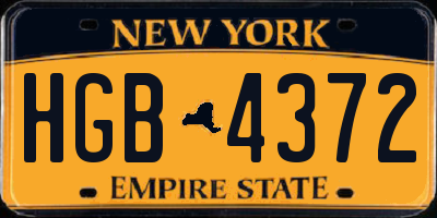 NY license plate HGB4372