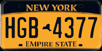 NY license plate HGB4377