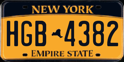 NY license plate HGB4382