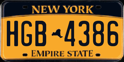 NY license plate HGB4386