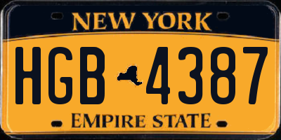 NY license plate HGB4387