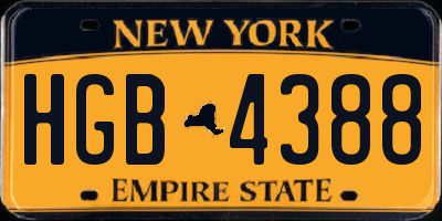 NY license plate HGB4388