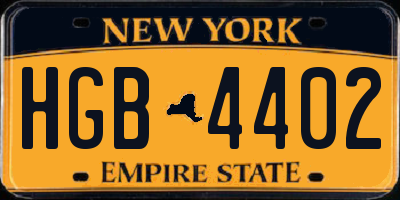 NY license plate HGB4402