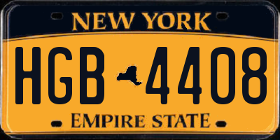 NY license plate HGB4408