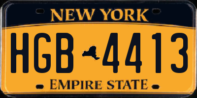 NY license plate HGB4413