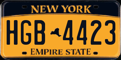 NY license plate HGB4423
