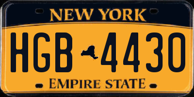 NY license plate HGB4430