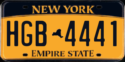 NY license plate HGB4441