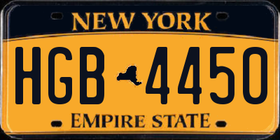 NY license plate HGB4450