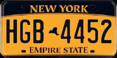 NY license plate HGB4452