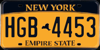 NY license plate HGB4453