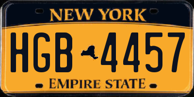 NY license plate HGB4457