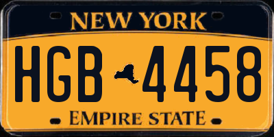 NY license plate HGB4458