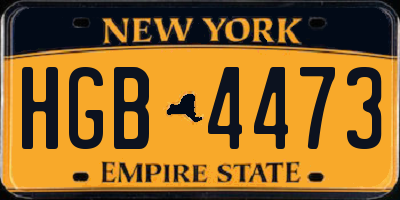 NY license plate HGB4473