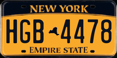 NY license plate HGB4478