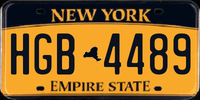 NY license plate HGB4489