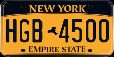NY license plate HGB4500