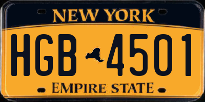 NY license plate HGB4501