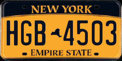 NY license plate HGB4503