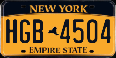NY license plate HGB4504