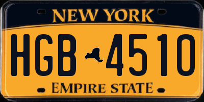 NY license plate HGB4510