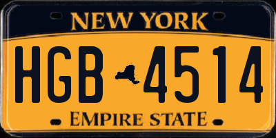 NY license plate HGB4514