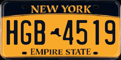 NY license plate HGB4519