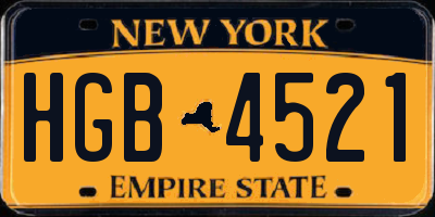 NY license plate HGB4521