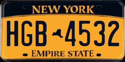 NY license plate HGB4532