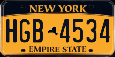 NY license plate HGB4534