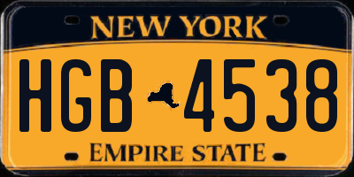 NY license plate HGB4538