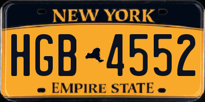 NY license plate HGB4552