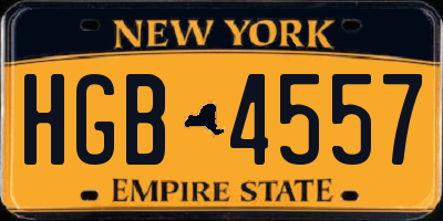 NY license plate HGB4557