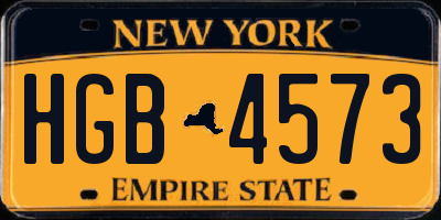 NY license plate HGB4573