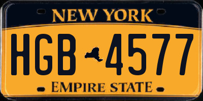 NY license plate HGB4577