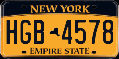NY license plate HGB4578