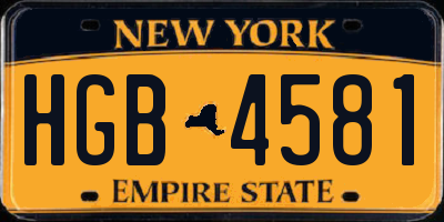 NY license plate HGB4581