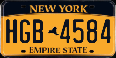 NY license plate HGB4584