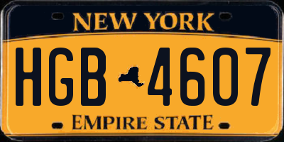 NY license plate HGB4607