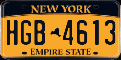 NY license plate HGB4613