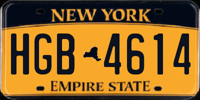 NY license plate HGB4614