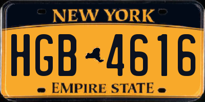 NY license plate HGB4616