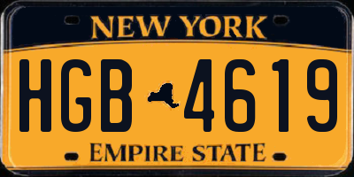 NY license plate HGB4619