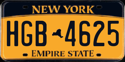 NY license plate HGB4625